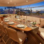 artistic Interiors Yacht Decor - https://www.andyquinones.net Httpswww Andyquinones Net yacht interior decor in fort lauderdale Dining area with new upholstery chairs seat cushions throw pillows accessories